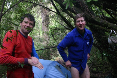 Richard and Dale at camp in the scrub